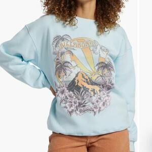 Nordstrom Island Life Billabong Sweatshirt M  Baby Blue Soft Cozy Warm Sweater